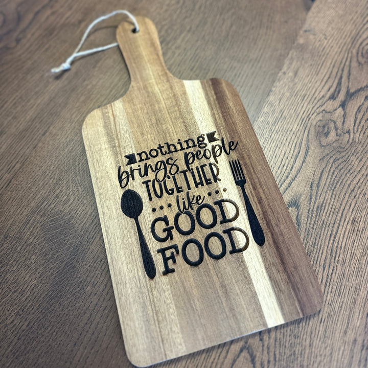 Laser Engraved Acacia Wood Cutting Board – Kitchen Decor, Cheeseboard, Gift for Food Lovers - Seeds & Sawdust