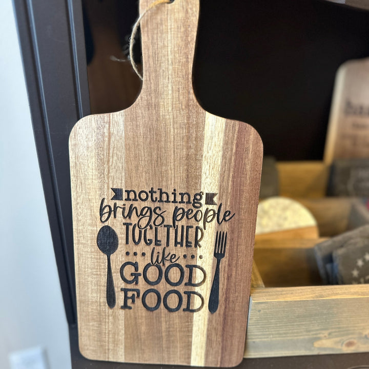 Laser Engraved Acacia Wood Cutting Board – Kitchen Decor, Cheeseboard, Gift for Food Lovers - Seeds & Sawdust