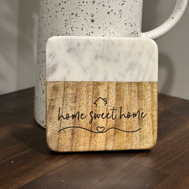 Marble & Wood Home Sweet Home Coaster Set - Seeds & Sawdust