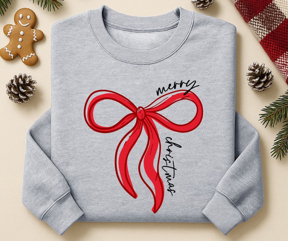 Merry Christmas Bow Sweatshirt - Seeds & Sawdust