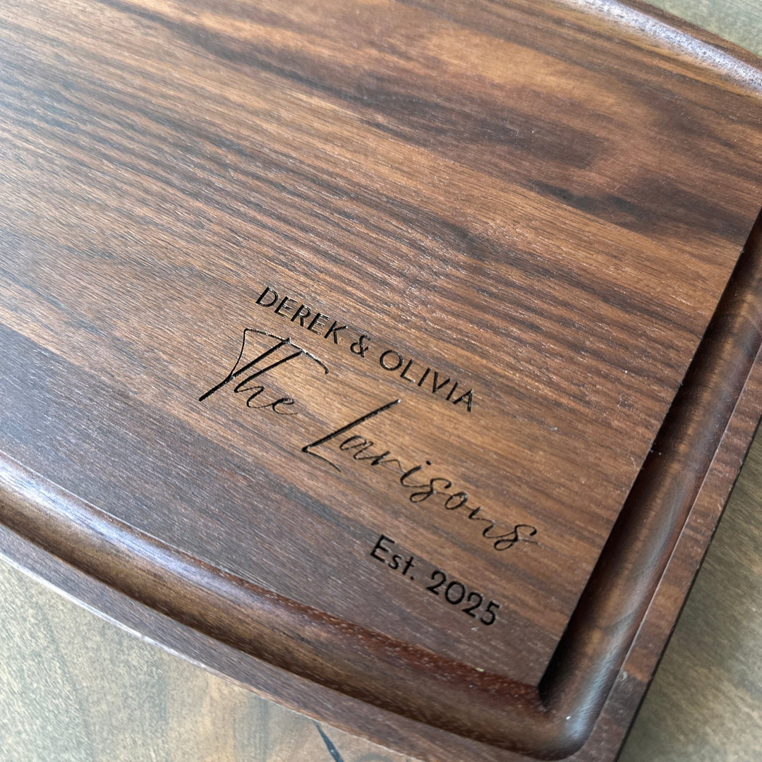 Personalized Walnut, Cherry, or Maple Cutting Board – Wedding & Anniversary Gift - Seeds & Sawdust