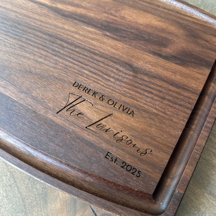 Personalized Walnut, Cherry, or Maple Cutting Board – Wedding & Anniversary Gift - Seeds & Sawdust