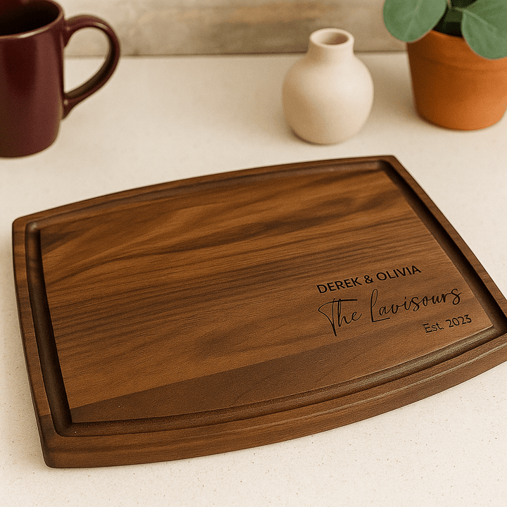 Personalized Walnut, Cherry, or Maple Cutting Board – Wedding & Anniversary Gift - Seeds & Sawdust
