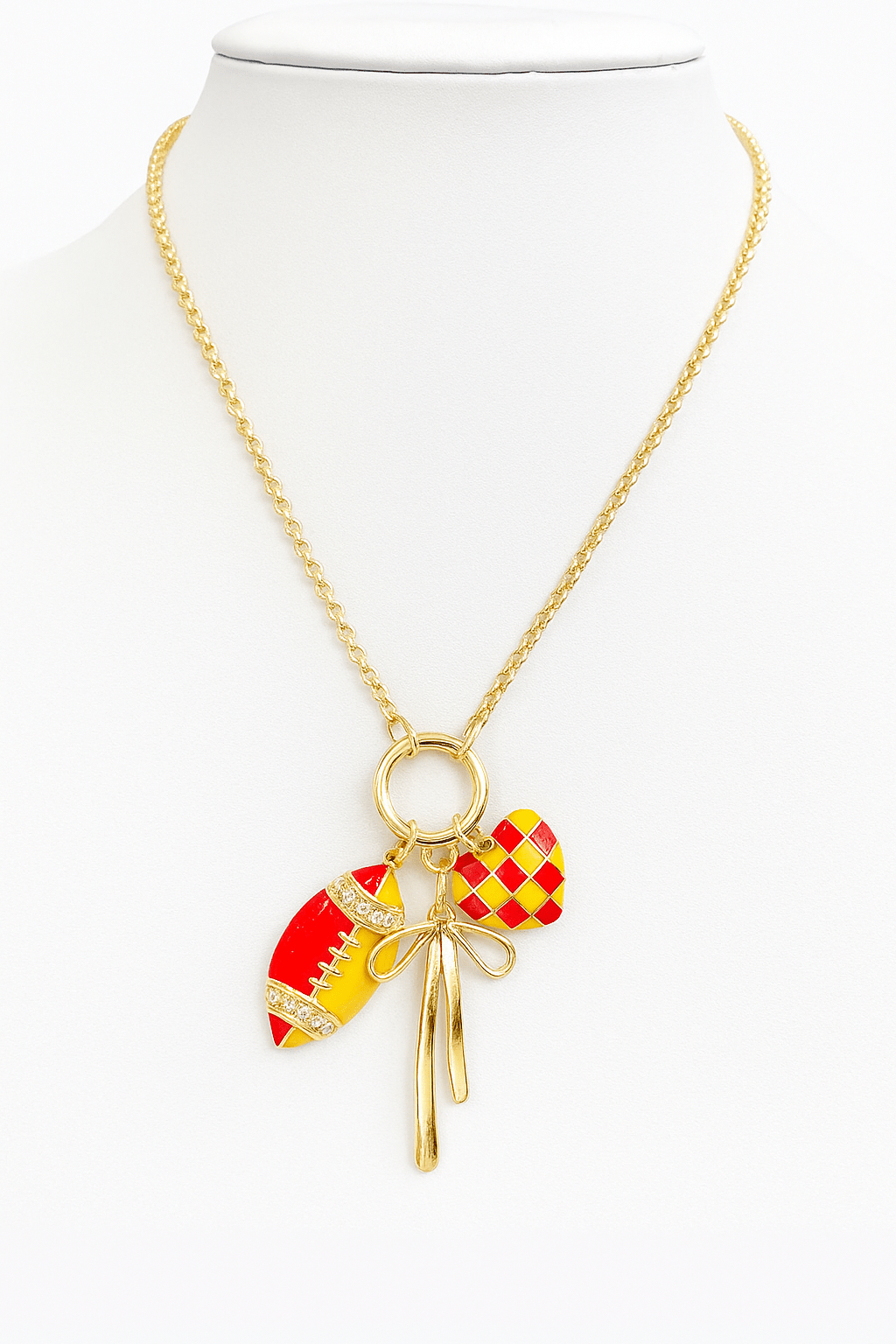 Red & Gold Football Charm Necklace - Seeds & Sawdust