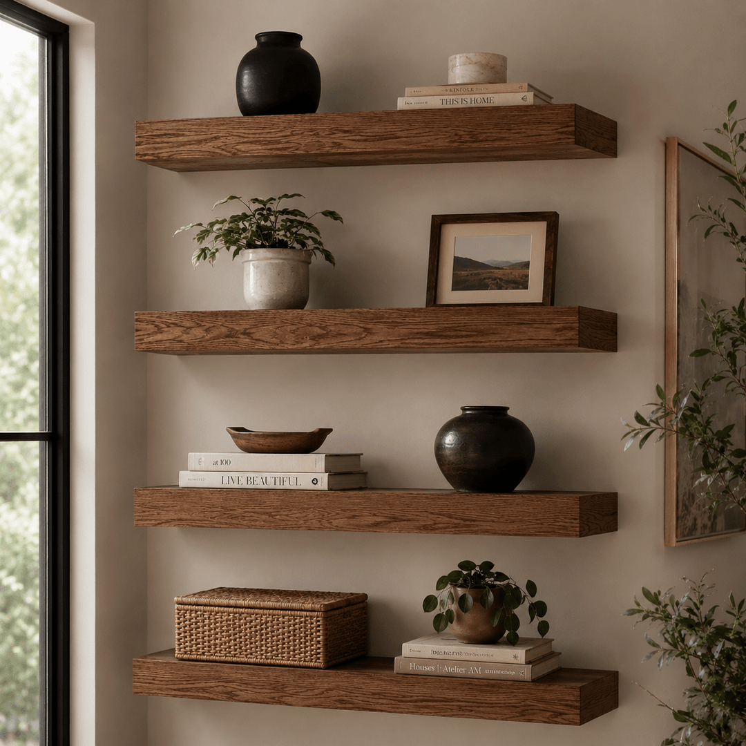 Red Oak Floating Shelves - Seeds & Sawdust