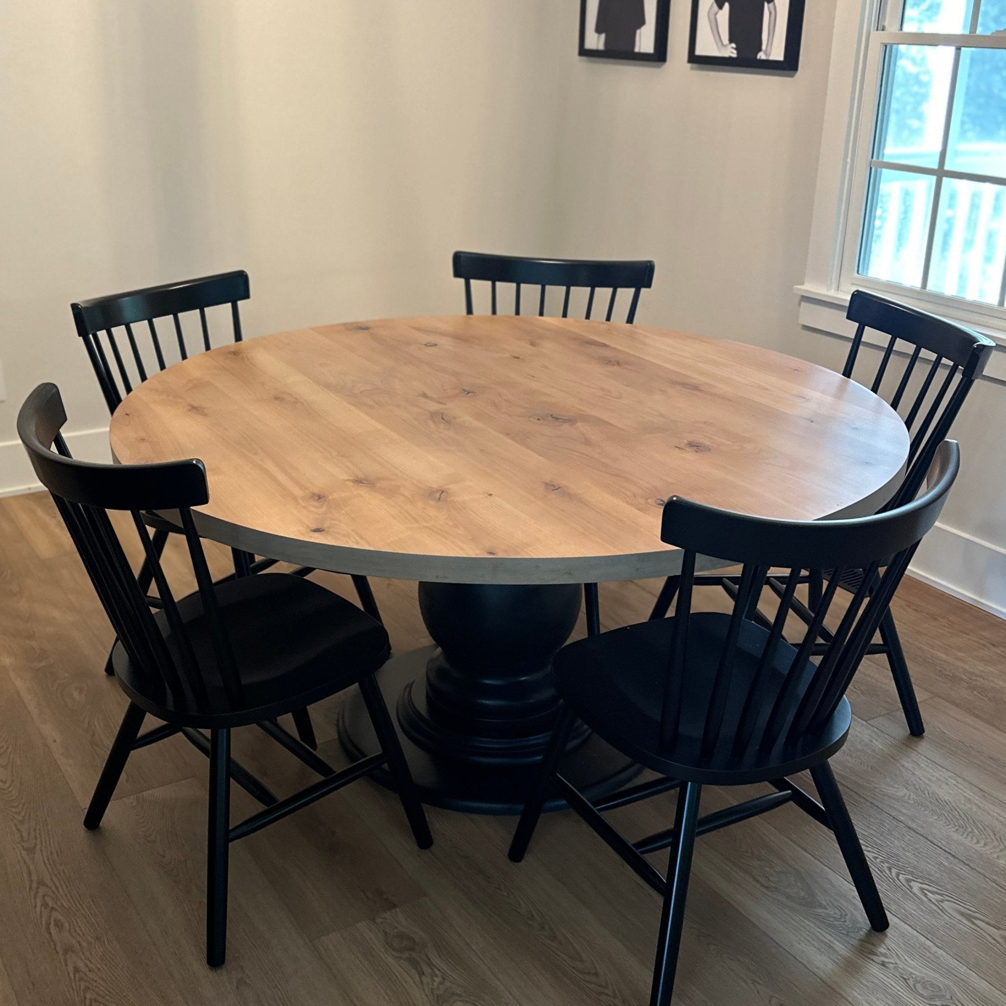Round Pedestal Farmhouse Table | 42" - 72" Diameter - Seeds & Sawdust