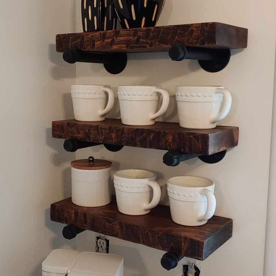 Rustic Wood Shelf W/Pipe Hardware - Seeds & Sawdust