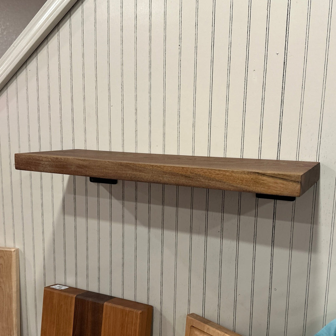 Walnut, Cherry or Maple Wood Shelf W/Angle Bracket | Wall Shelf | Shelving | Kitchen Shelf - Seeds & Sawdust