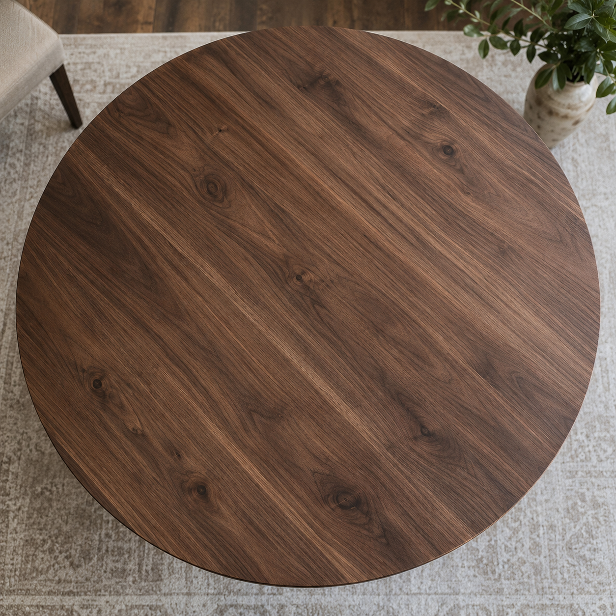 Lance X-Base Round Dining Table – Solid Black Walnut
