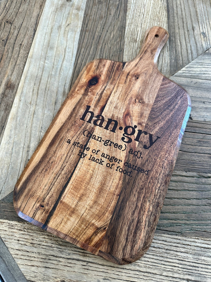 Wooden Cutting Board (15”x7”) | Kitchen Decor | Hangry Definition | Cheese Board - Seeds & Sawdust
