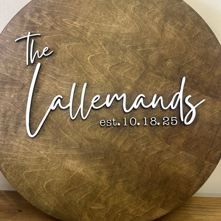 Wooden Round Guest Book Wedding Sign - Seeds & Sawdust